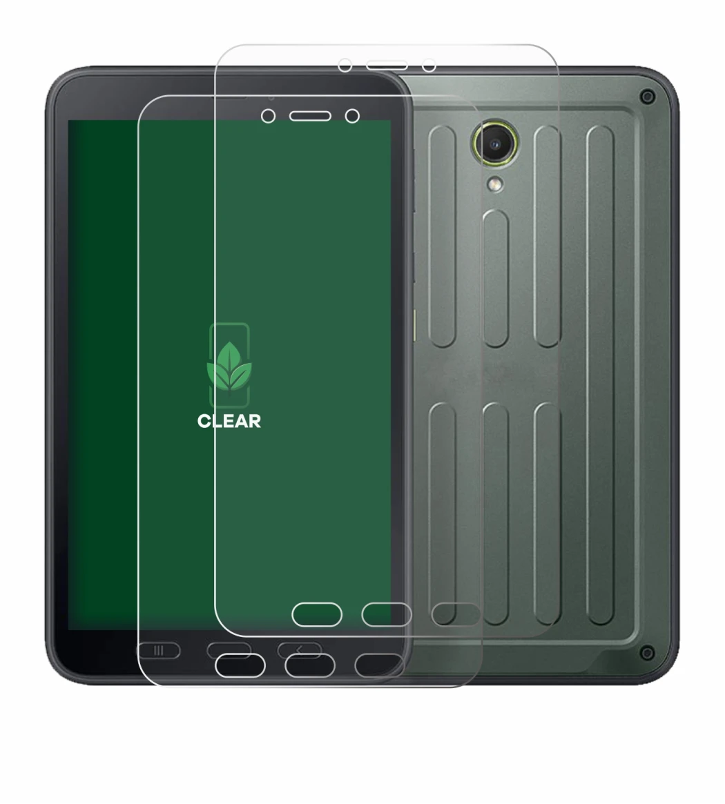 Abbildung des Geräts Samsung Galaxy Tab Active 5 (Hochformat) mit einer Vielzahl des Displayschutzes.