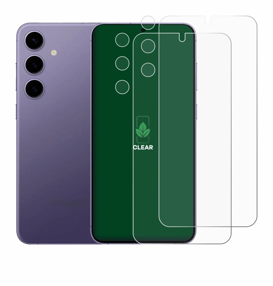 Abbildung des Geräts Samsung Galaxy S24 Plus (Display+Kamera) mit einer Vielzahl des Displayschutzes.