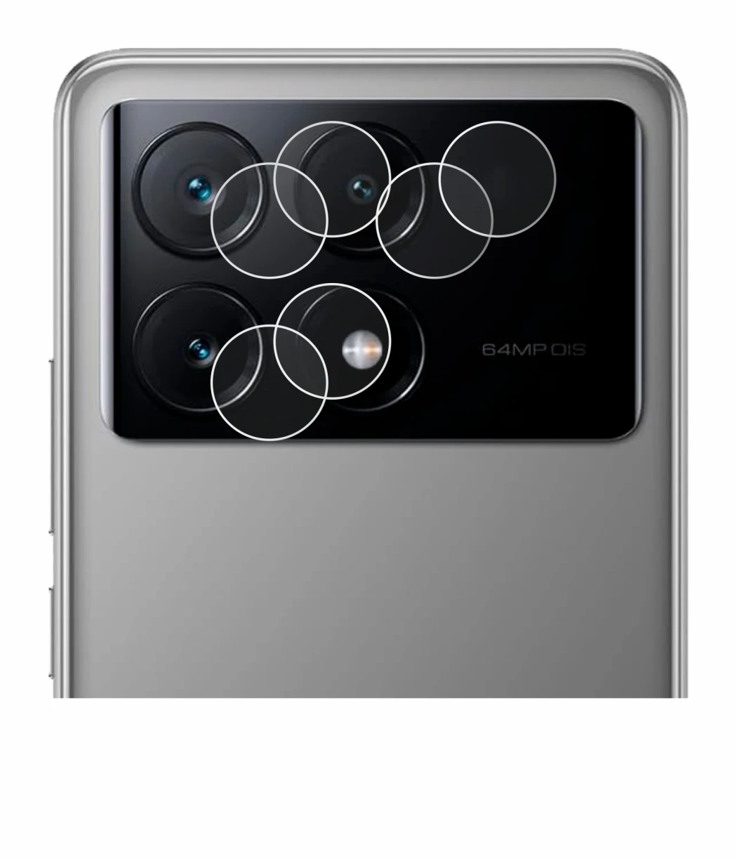 Abbildung des Geräts Xiaomi Poco X6 Pro (NUR Kameraschutz) mit einer Vielzahl des Displayschutzes.