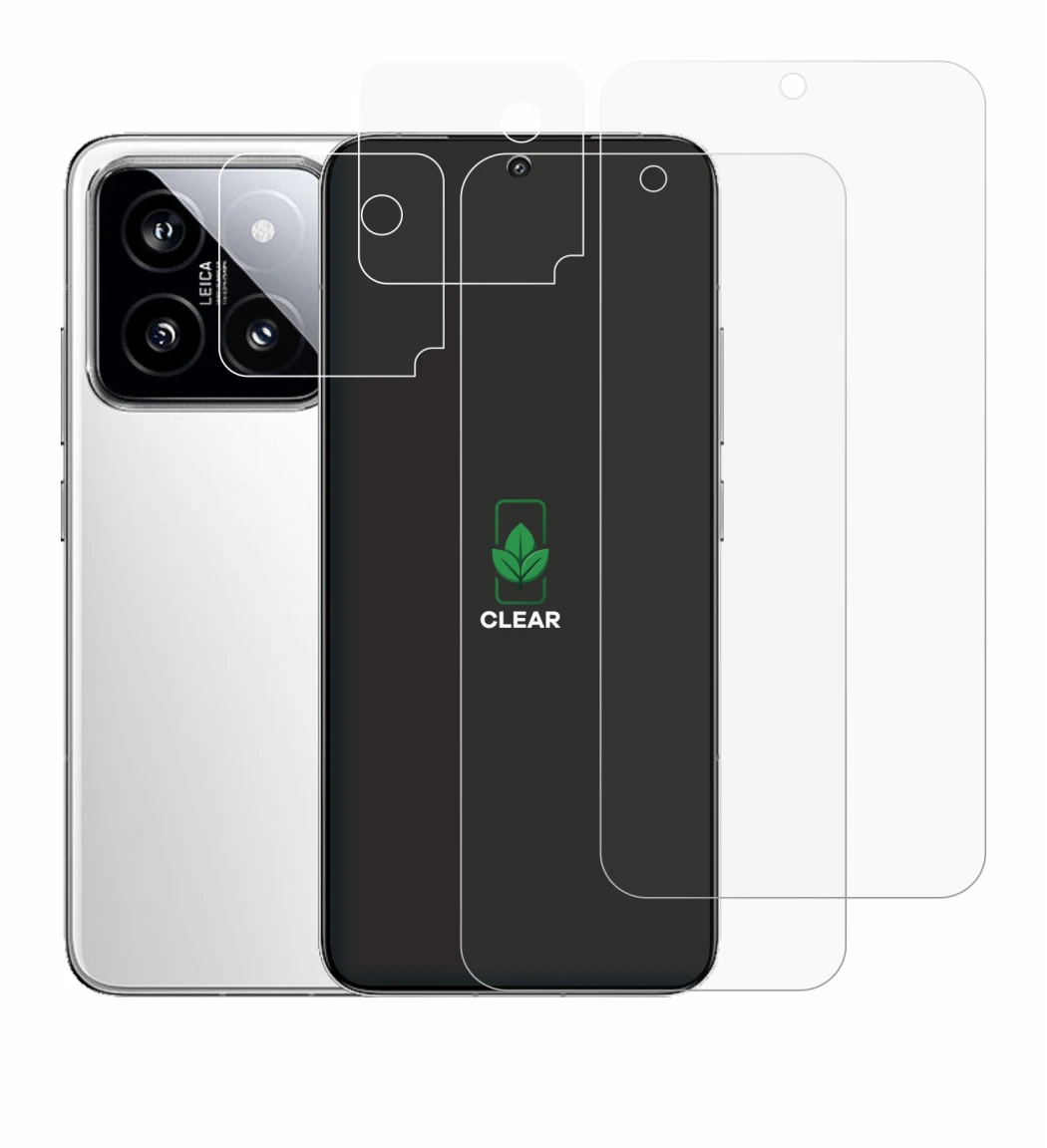 Abbildung des Geräts Xiaomi 14 (Display+Kamera) mit einer Vielzahl des Displayschutzes.