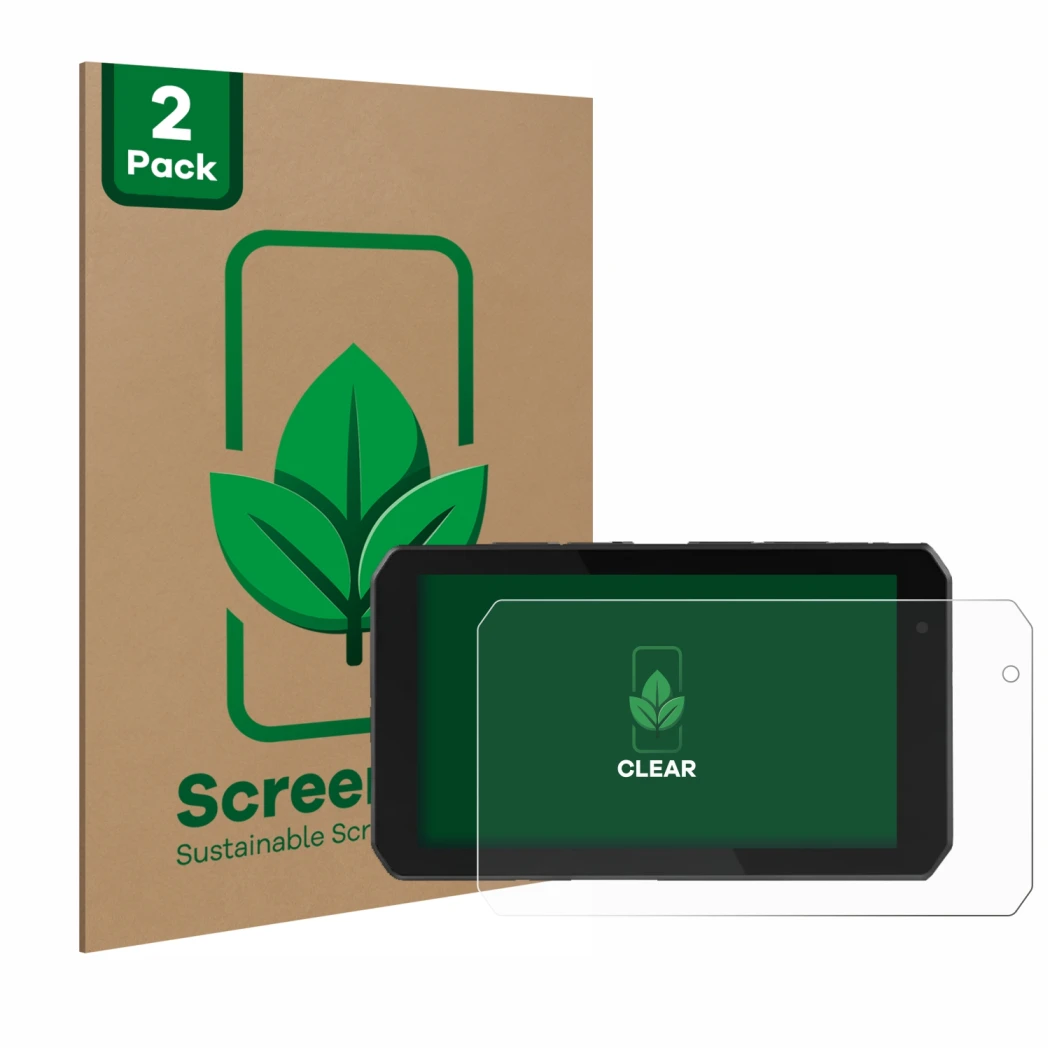 Vorderseite einer Produktverpackung mit dem Markenlogo ScreenLeaf. Daneben ist das Gerät Chigee AIO-5 Play mit dem zugehörigen