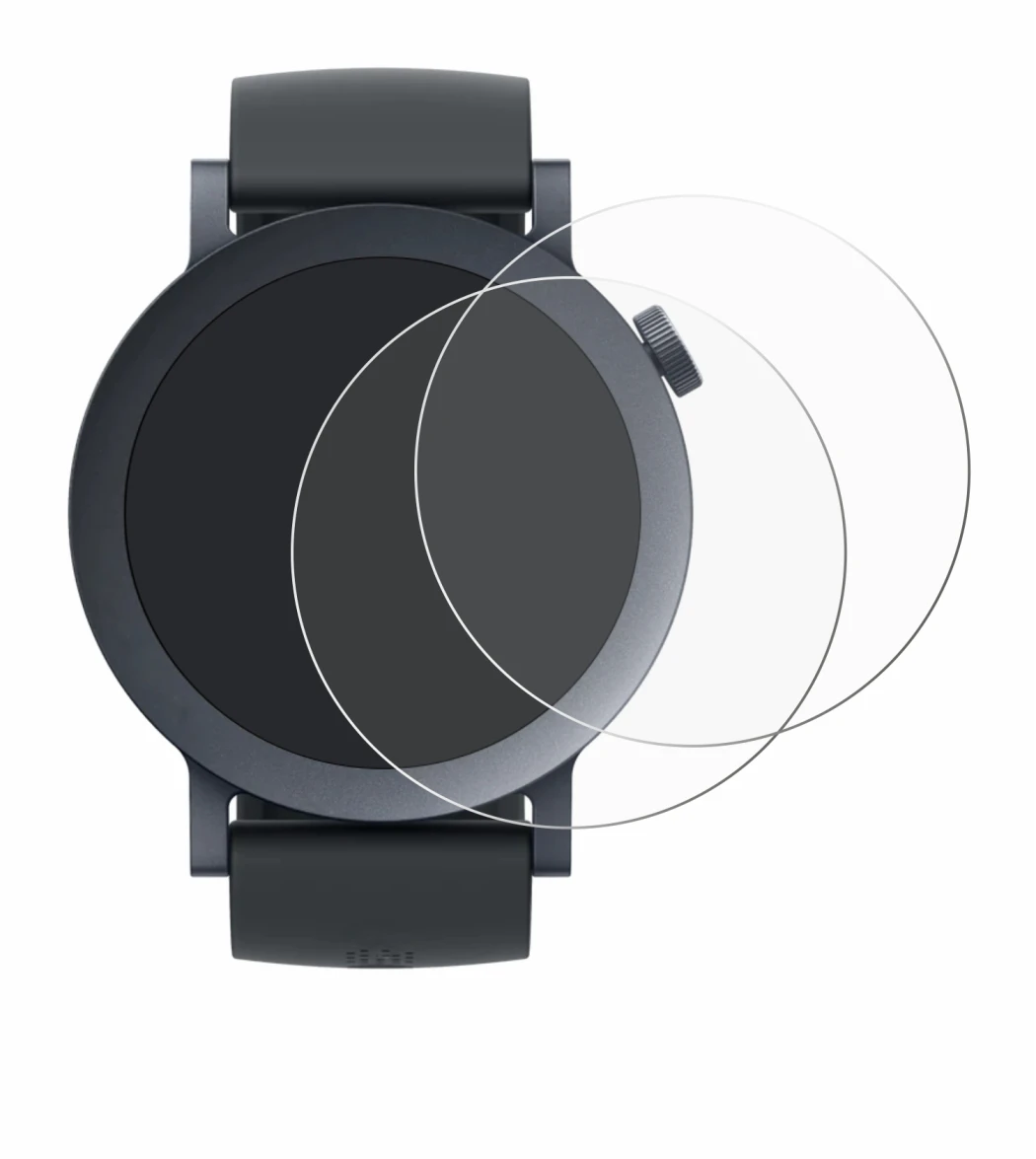 Abbildung des Geräts Nothing CMF Watch Pro 2 mit einer Vielzahl des Displayschutzes.