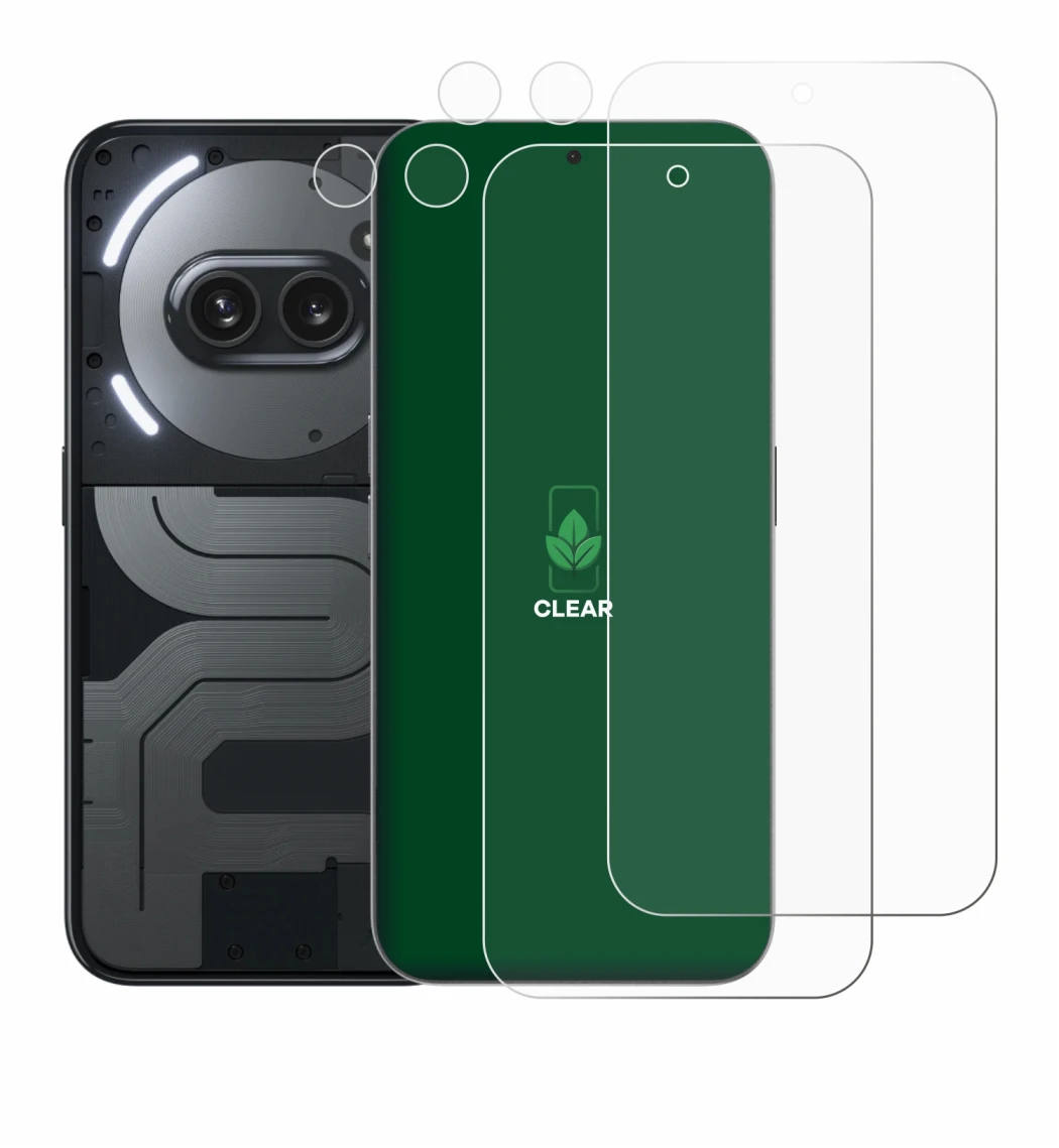 Abbildung des Geräts Nothing Phone (2a) Plus (Display+Kamera) mit einer Vielzahl des Displayschutzes.