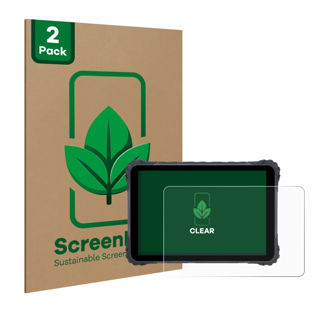 Vorderseite einer Produktverpackung mit dem Markenlogo ScreenLeaf. Daneben ist das Gerät Topicon MDT865 mit dem zugehörigen Di