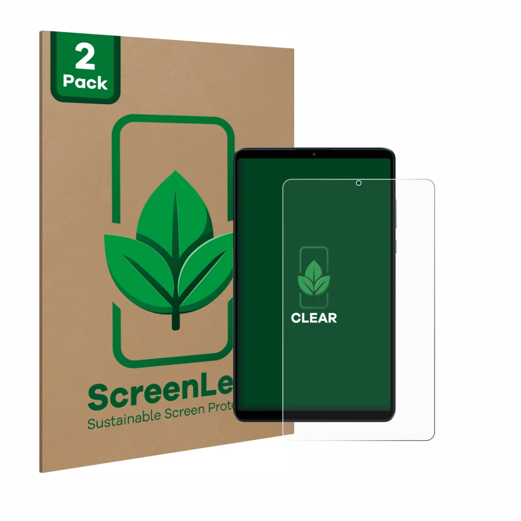 Vorderseite einer Produktverpackung mit dem Markenlogo ScreenLeaf. Daneben ist das Gerät Xiaomi Redmi Pad SE 8.7 mit dem zugeh