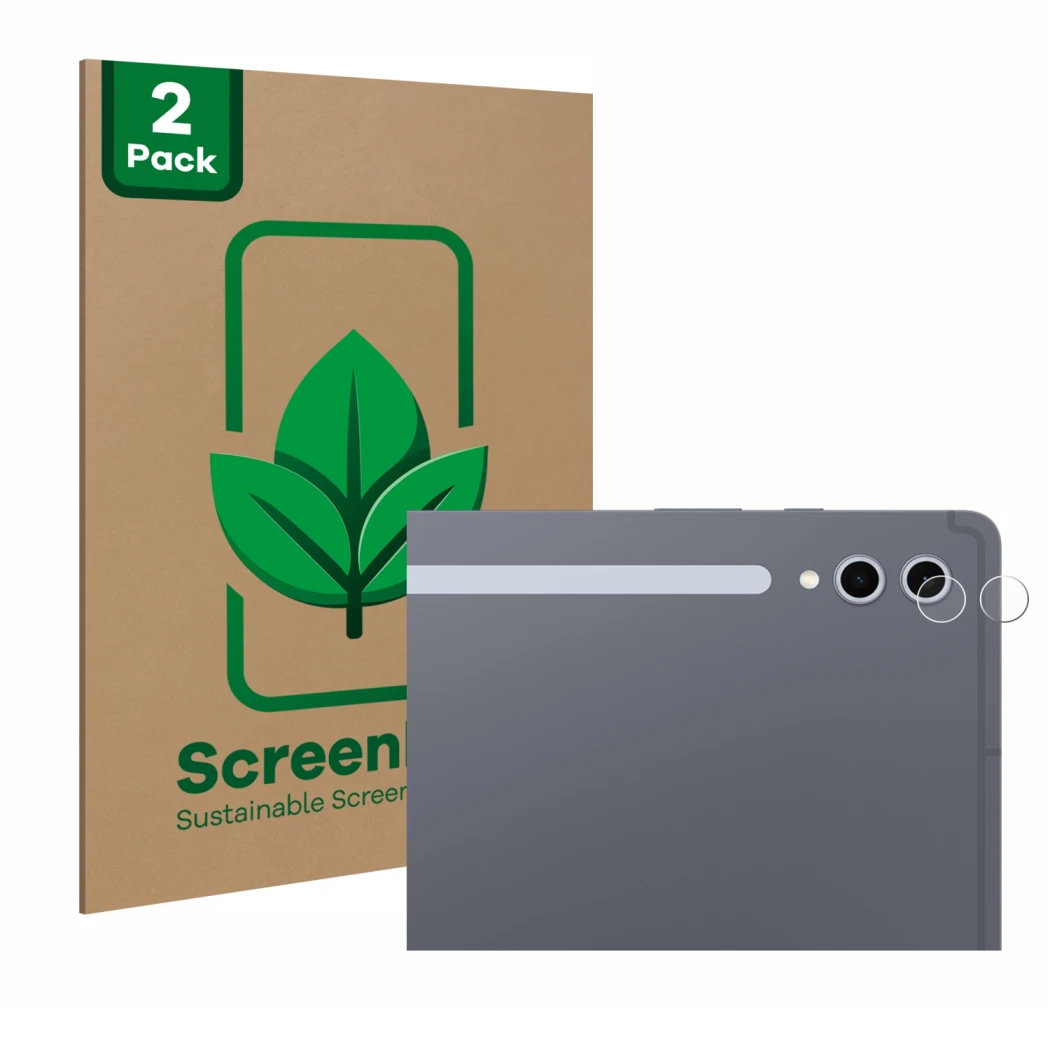 Vorderseite einer Produktverpackung mit dem Markenlogo ScreenLeaf. Daneben ist das Gerät Samsung Galaxy Tab S10 Ultra 5G (NUR 