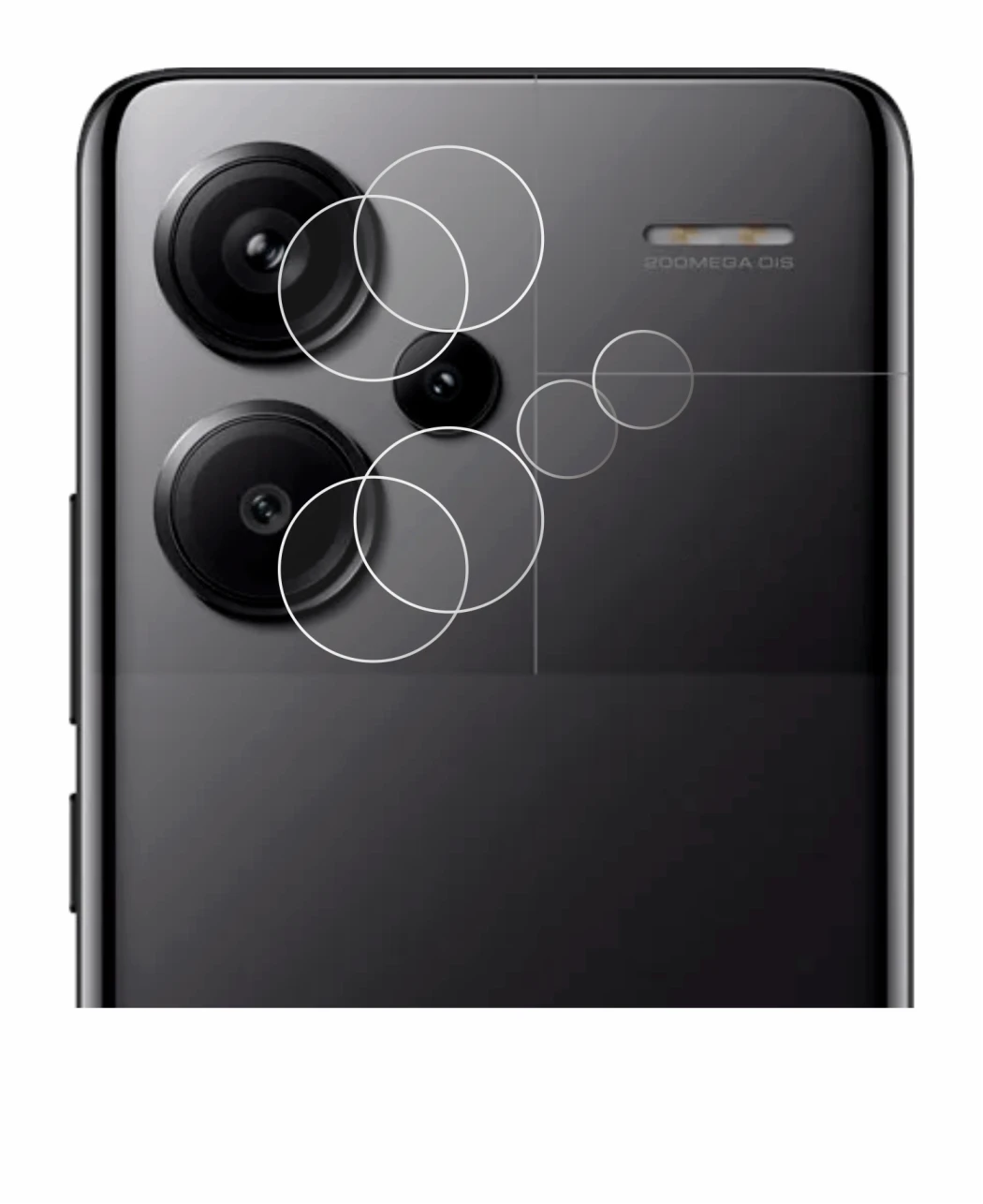 Abbildung des Geräts Xiaomi Redmi Note 13 Pro+ 5G (NUR Kameraschutz) mit einer Vielzahl des Displayschutzes.