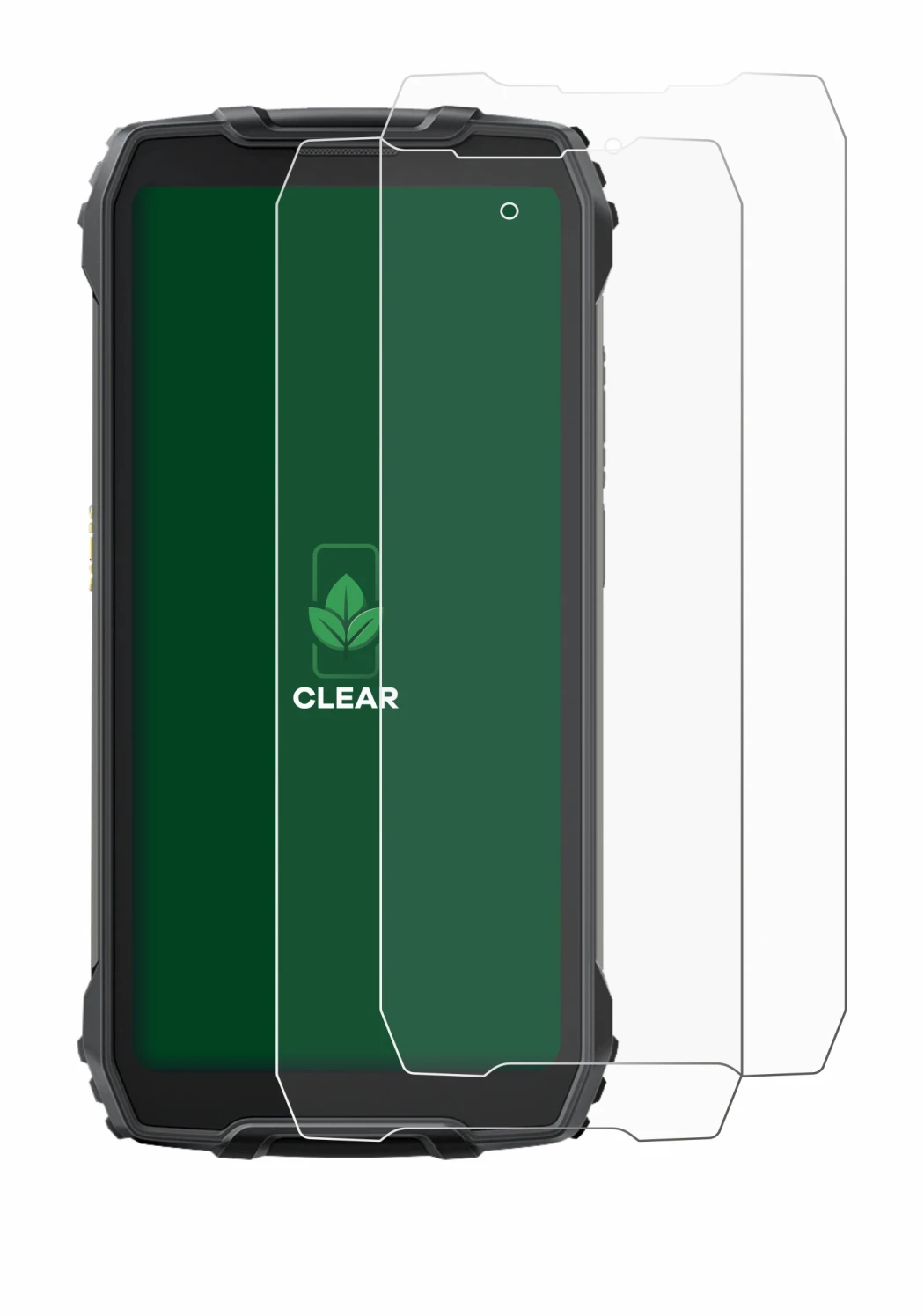 Abbildung des Geräts Blackview BV7300 mit einer Vielzahl des Displayschutzes.