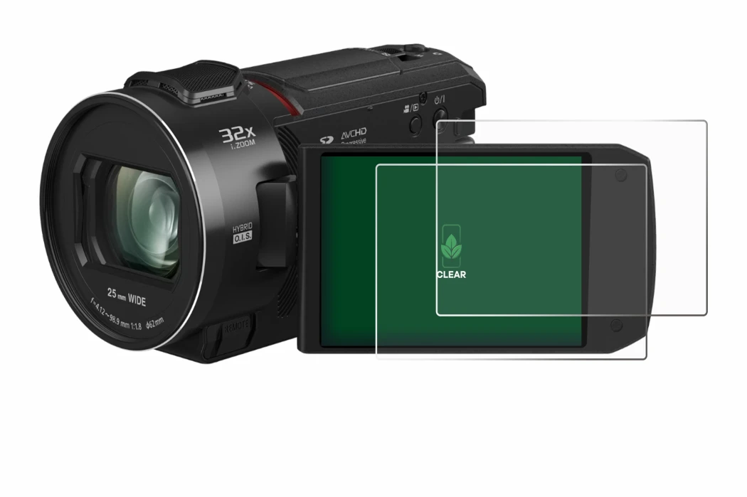 Abbildung des Geräts Panasonic HC-VX3 mit einer Vielzahl des Displayschutzes.