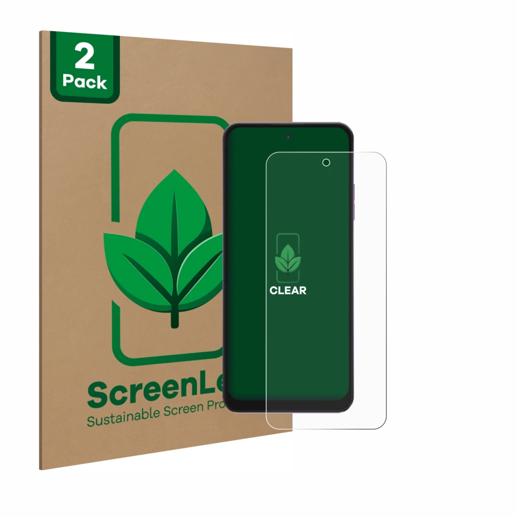 Vorderseite einer Produktverpackung mit dem Markenlogo ScreenLeaf. Daneben ist das Gerät Hotwav Note 13 Max mit dem zugehörige