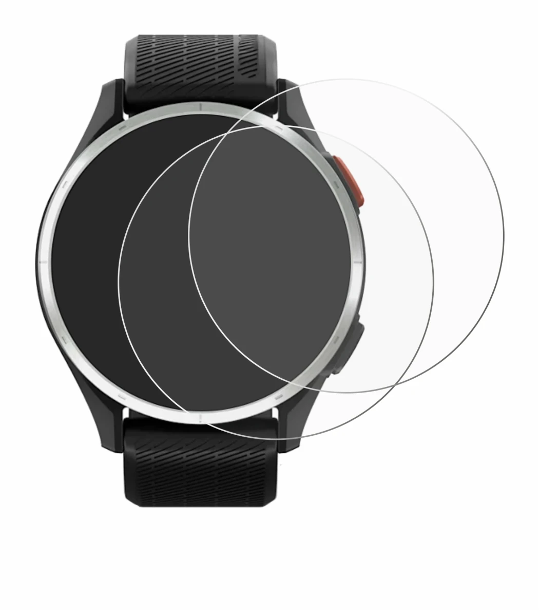 Abbildung des Geräts Garmin Approach S44 mit einer Vielzahl des Displayschutzes.