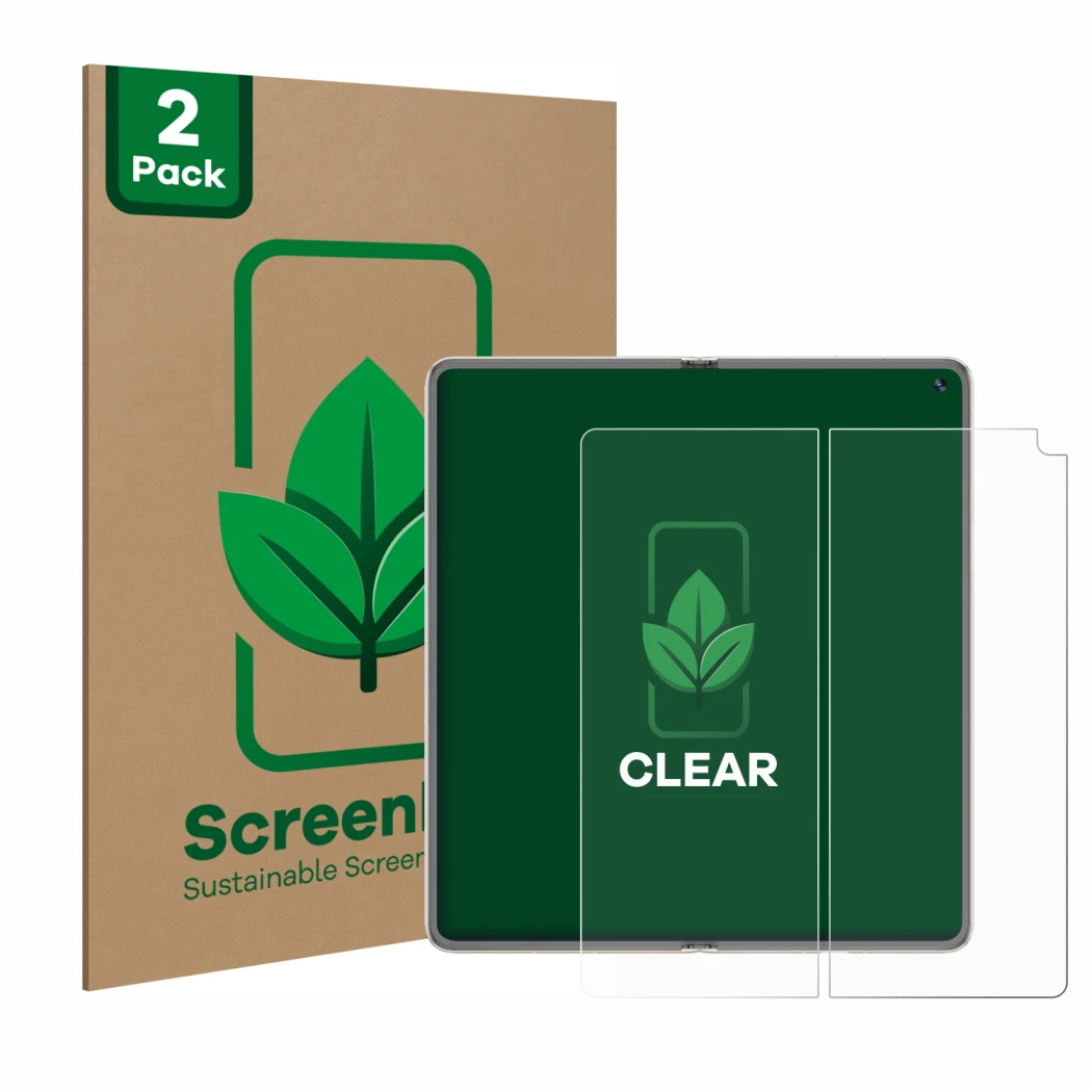Vorderseite einer Produktverpackung mit dem Markenlogo ScreenLeaf. Daneben ist das Gerät Huawei Mate X6 (Inneres Display) mit 