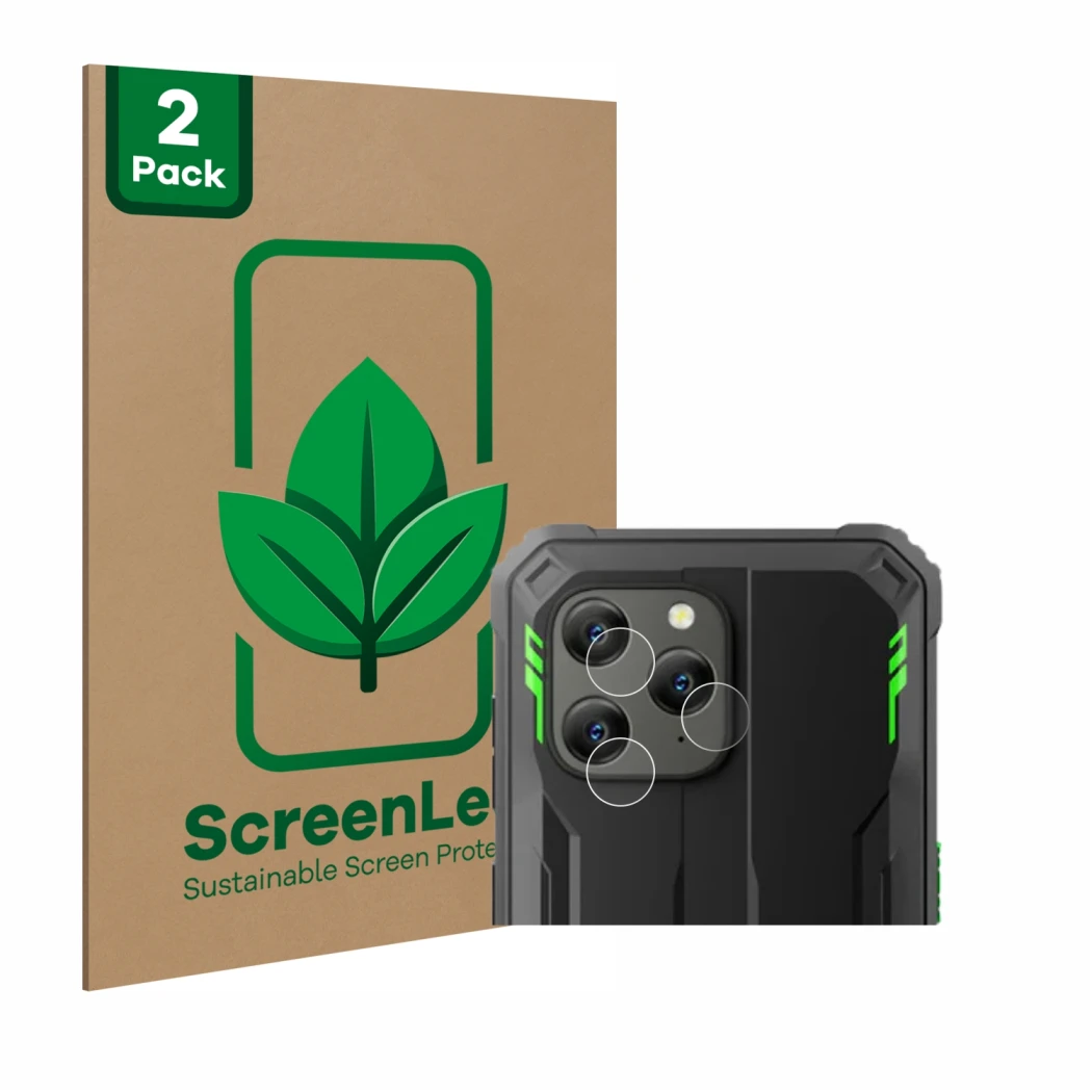 Vorderseite einer Produktverpackung mit dem Markenlogo ScreenLeaf. Daneben ist das Gerät Blackview BV5300 Plus (NUR Kameraschu