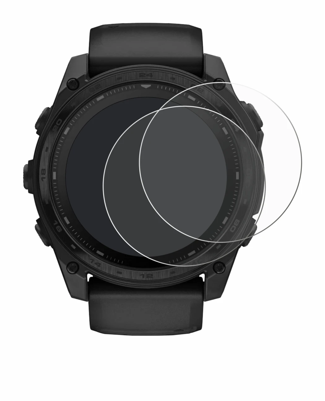Abbildung des Geräts Garmin Tactix 8 Solar (51 mm) mit einer Vielzahl des Displayschutzes.