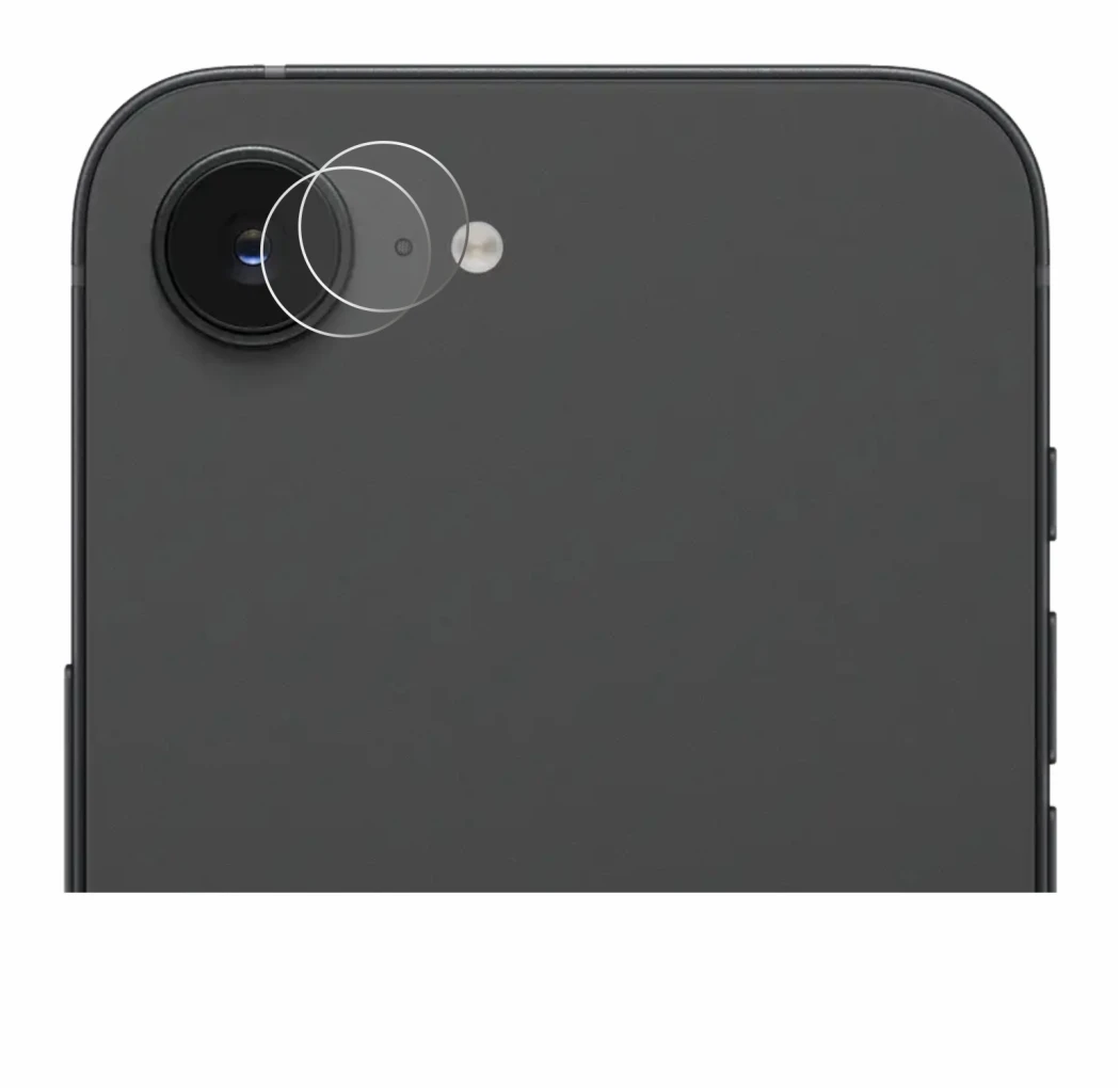 Abbildung des Geräts Apple iPhone 16e (NUR Kameraschutz) mit einer Vielzahl des Displayschutzes.