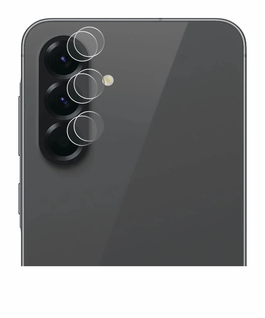 Abbildung des Geräts Samsung Galaxy A56 5G (NUR Kameraschutz) mit einer Vielzahl des Displayschutzes.