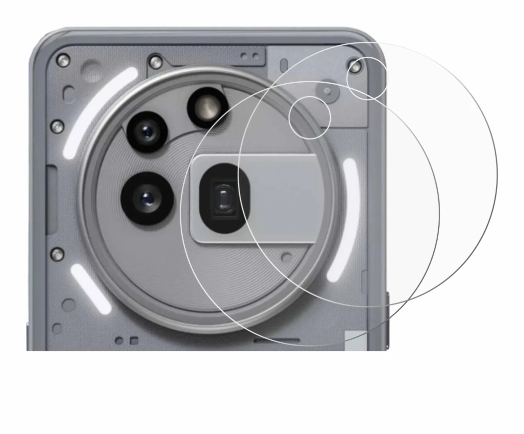 Abbildung des Geräts Nothing Phone (3a) Pro (NUR Kameraschutz) mit einer Vielzahl des Displayschutzes.