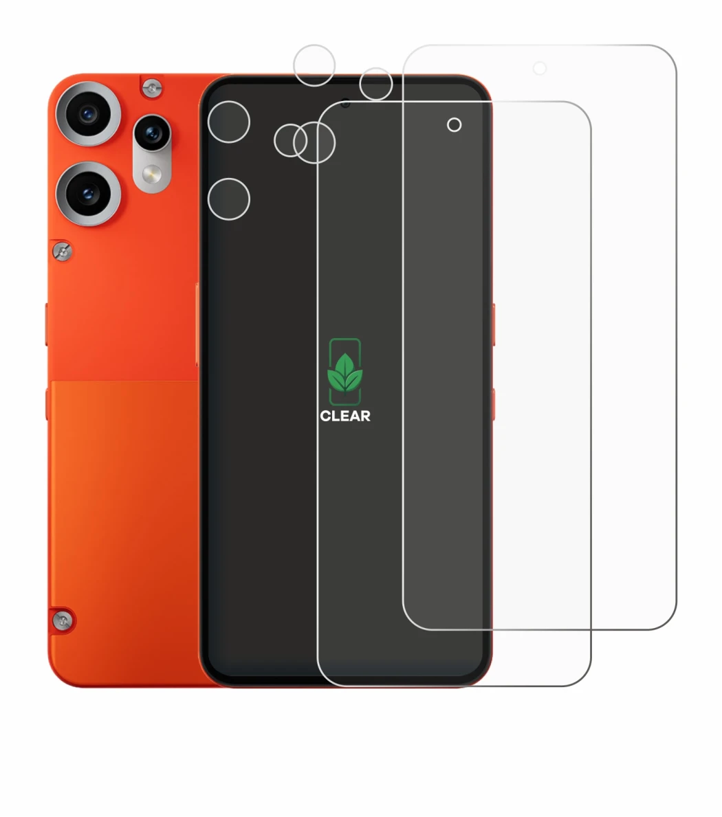 Abbildung des Geräts Nothing CMF Phone 2 Pro (Display+Kamera) mit einer Vielzahl des Displayschutzes.