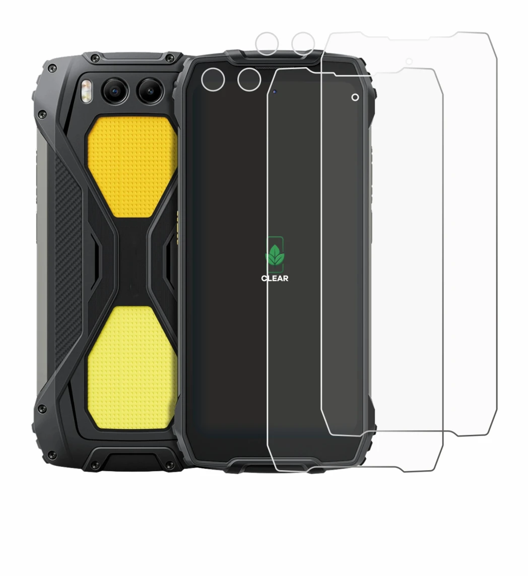 Abbildung des Geräts Blackview BV7300 (Display+Kamera) mit einer Vielzahl des Displayschutzes.