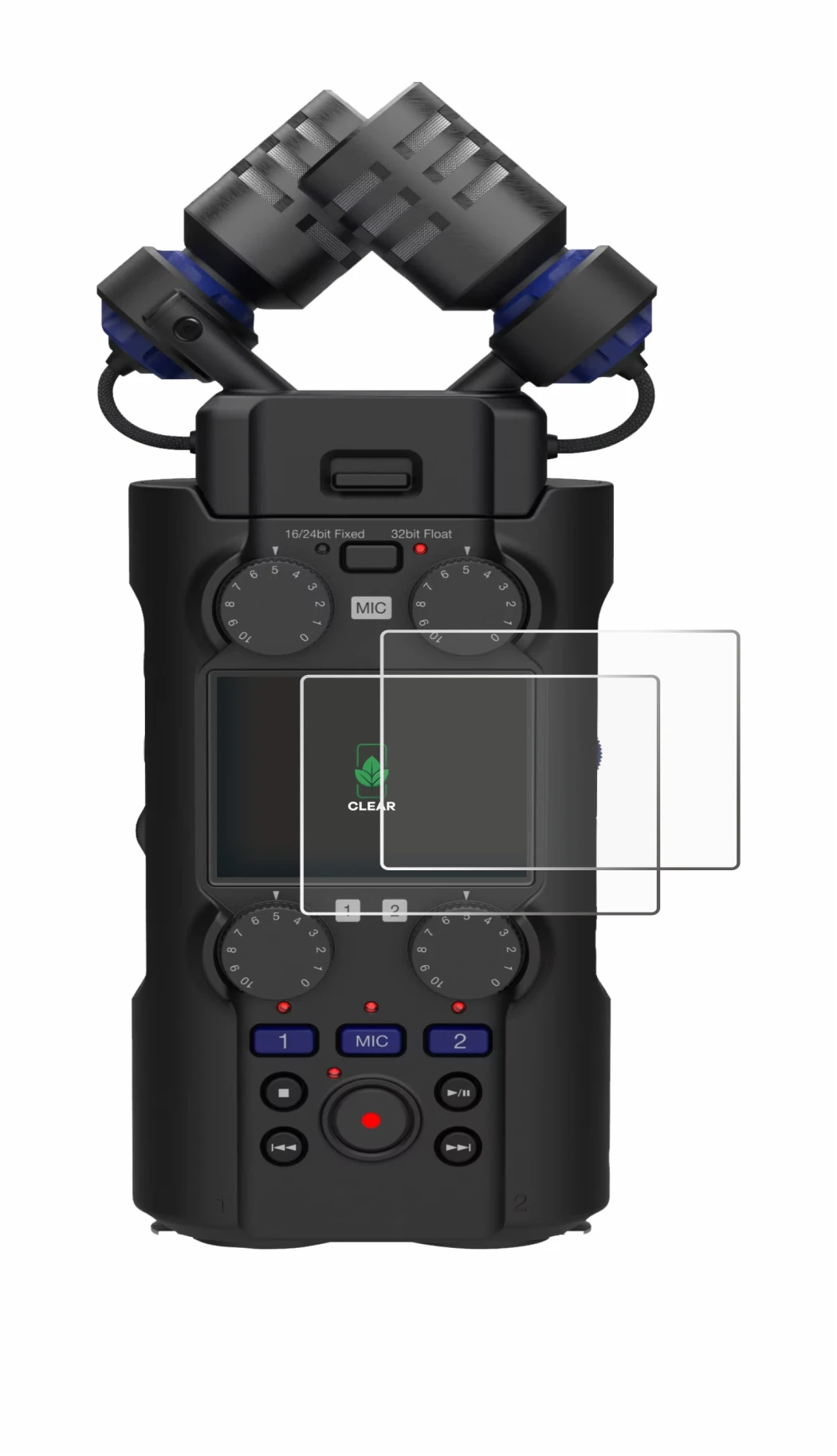 Abbildung des Geräts Zoom H5 Studio mit einer Vielzahl des Displayschutzes.