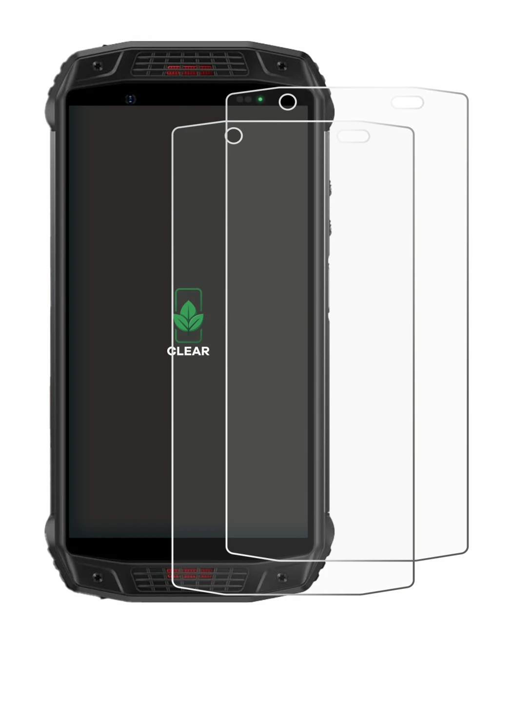 Abbildung des Geräts Ulefone Armor 15 mit einer Vielzahl des Displayschutzes.