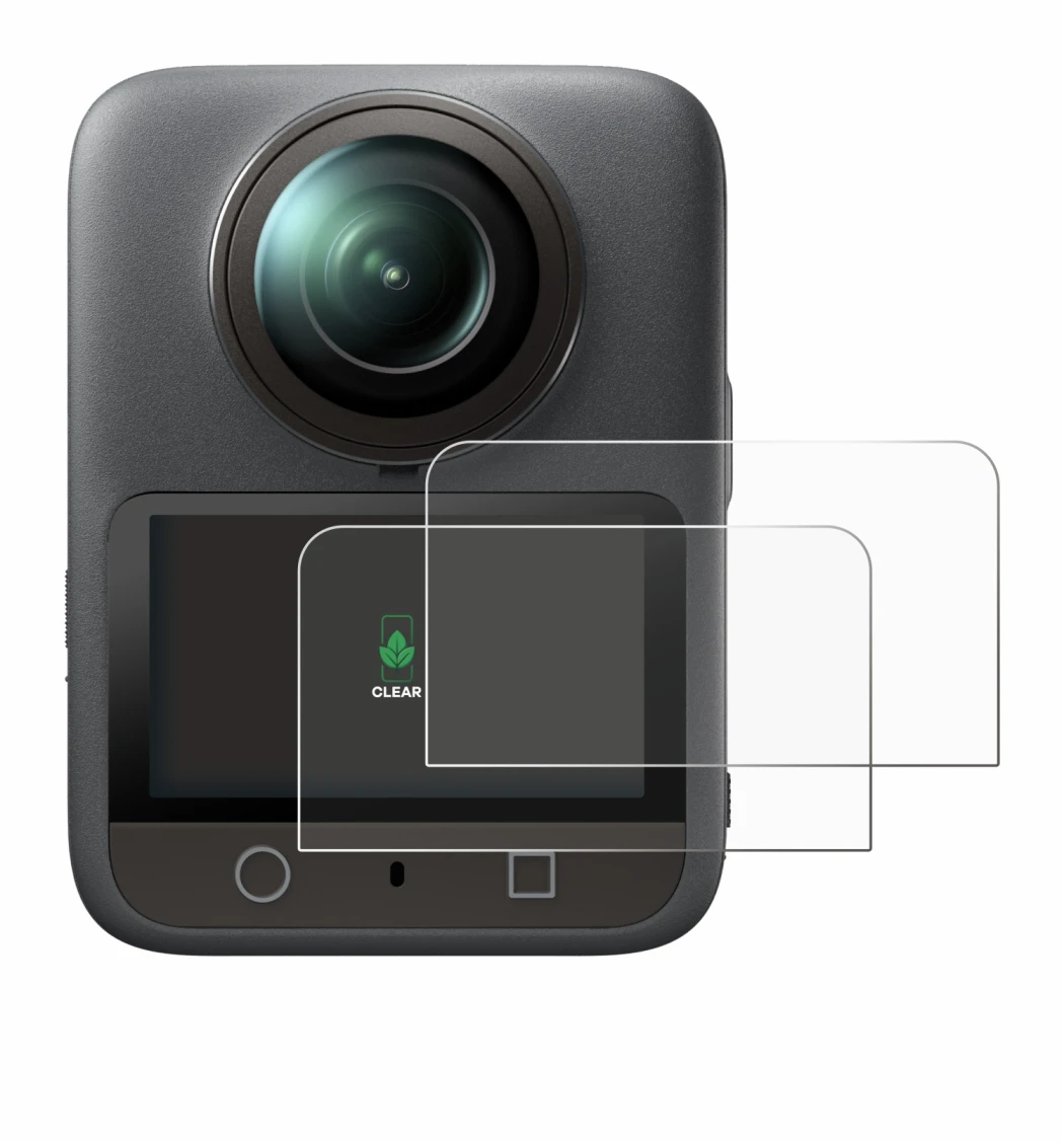Abbildung des Geräts DJI Osmo 360 mit einer Vielzahl des Displayschutzes.