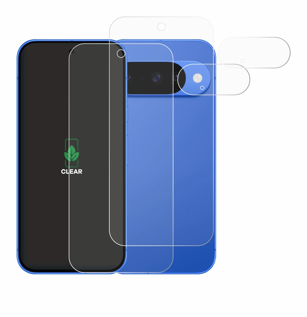 Abbildung des Geräts Google Pixel 10 (Display+Kamera) mit einer Vielzahl des Displayschutzes.