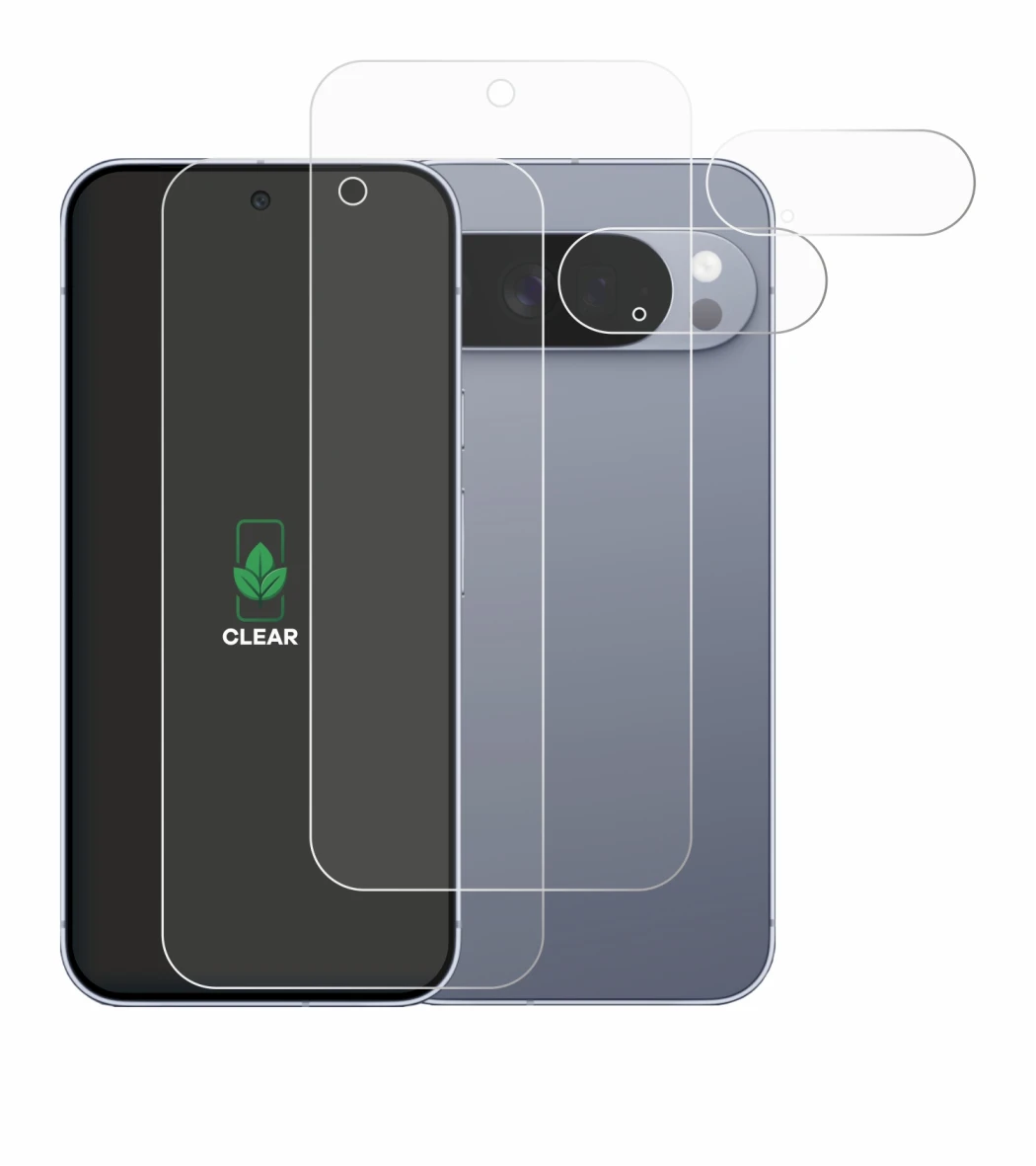 Abbildung des Geräts Google Pixel 10 Pro XL (Display+Kamera) mit einer Vielzahl des Displayschutzes.