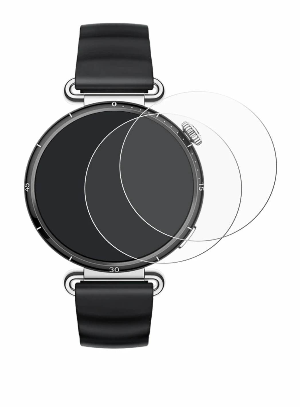 Abbildung des Geräts Huawei Watch GT 6 (41 mm) mit einer Vielzahl des Displayschutzes.