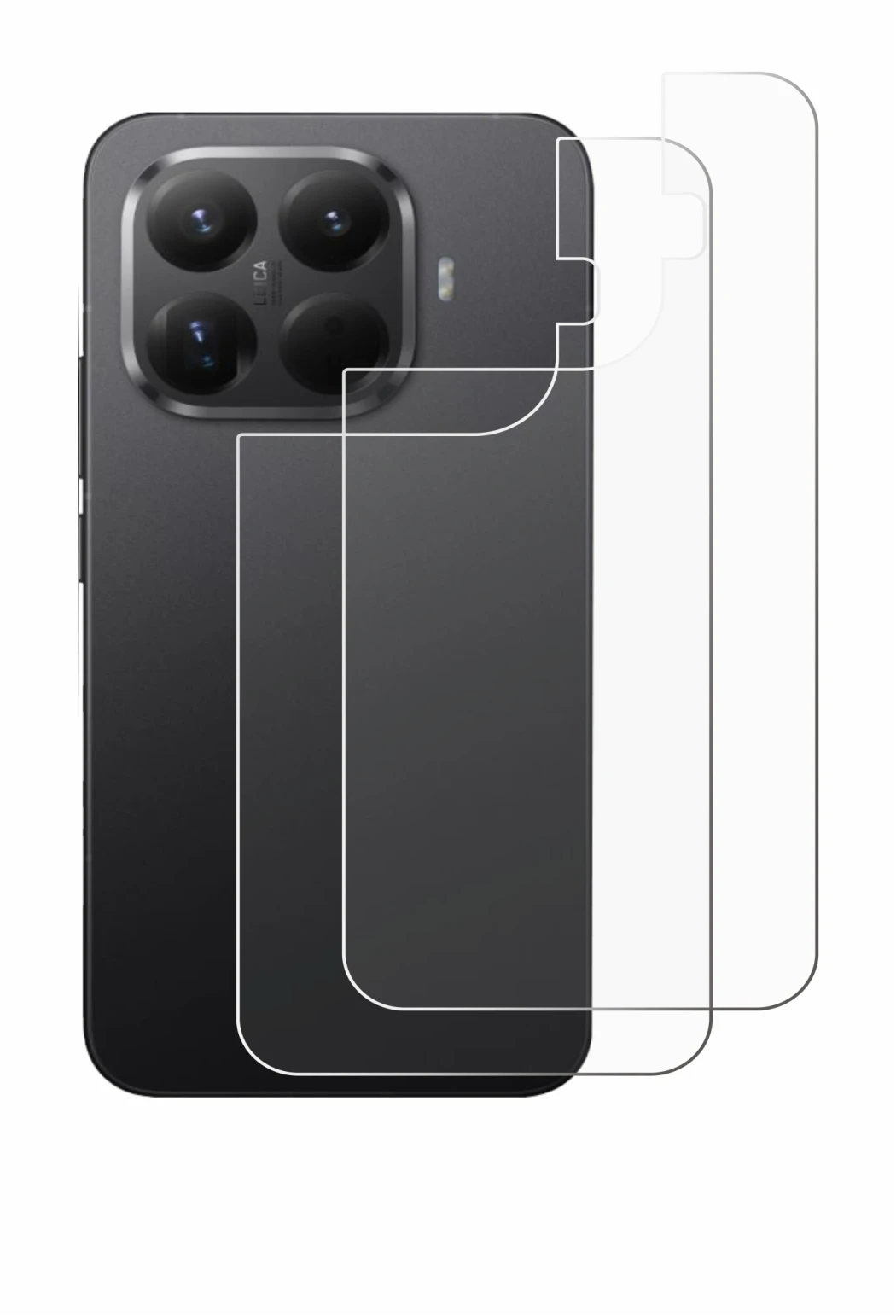 Abbildung des Geräts Xiaomi 15T Pro (Rückseite) mit einer Vielzahl des Displayschutzes.