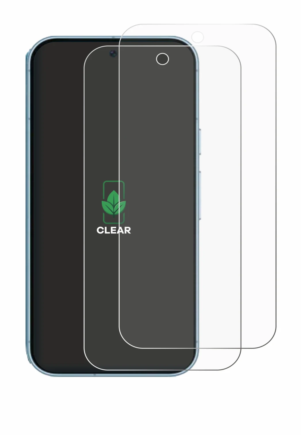 Abbildung des Geräts Google Pixel 9 (case-friendly) mit einer Vielzahl des Displayschutzes.