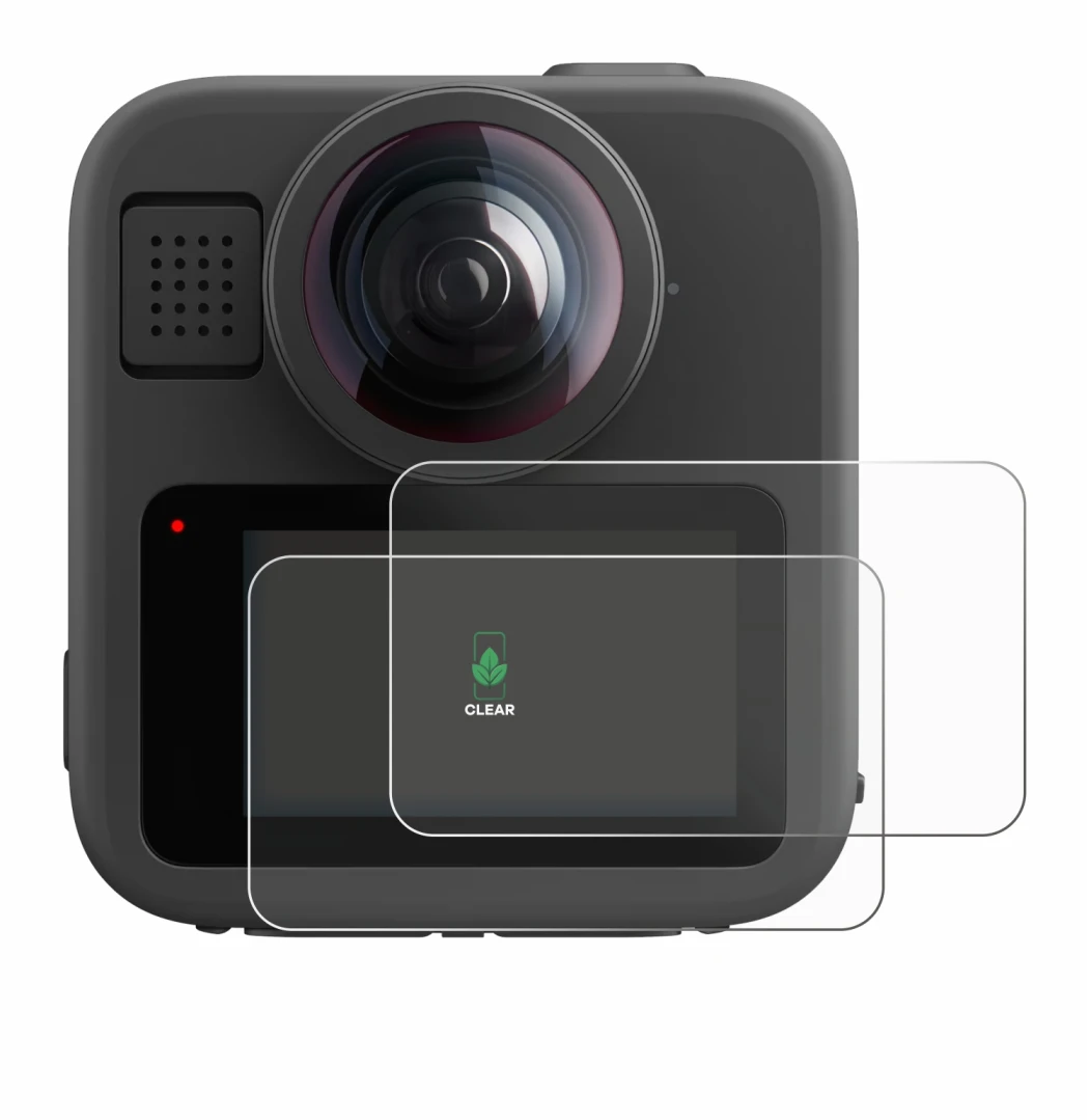 Abbildung des Geräts GoPro Max 2 mit einer Vielzahl des Displayschutzes.