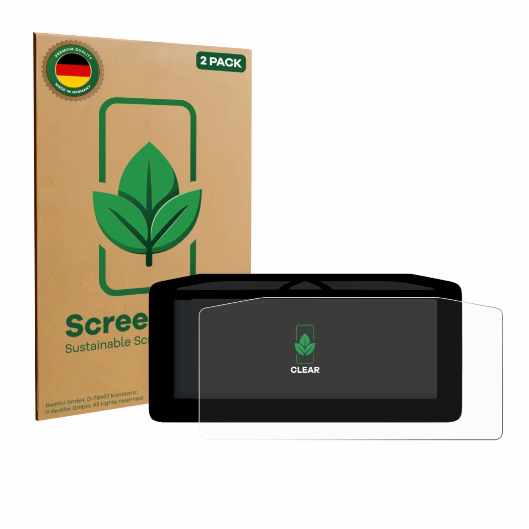 Vorderseite einer Produktverpackung mit dem Markenlogo ScreenLeaf. Daneben ist das Gerät Ducati XDiavel V4 2025 Tachoanzeige m