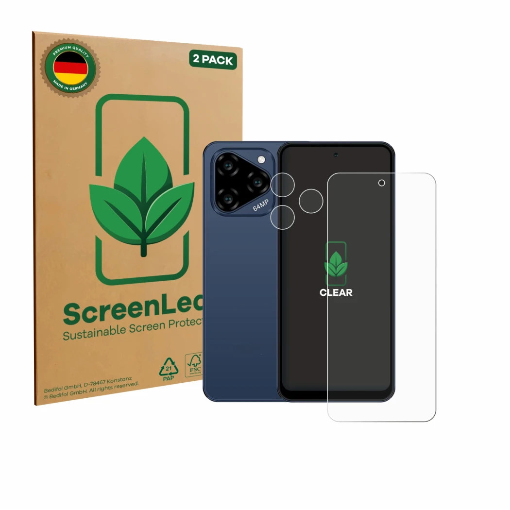 Vorderseite einer Produktverpackung mit dem Markenlogo ScreenLeaf. Daneben ist das Gerät Acer Acerone Liquid S262F5 (Display+K