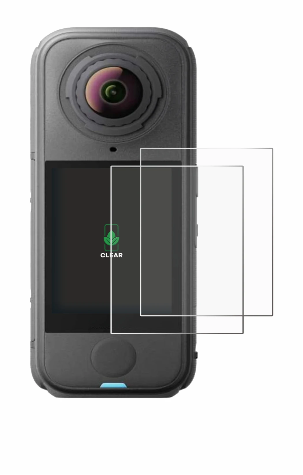 Abbildung des Geräts Insta360 X4 Air mit einer Vielzahl des Displayschutzes.