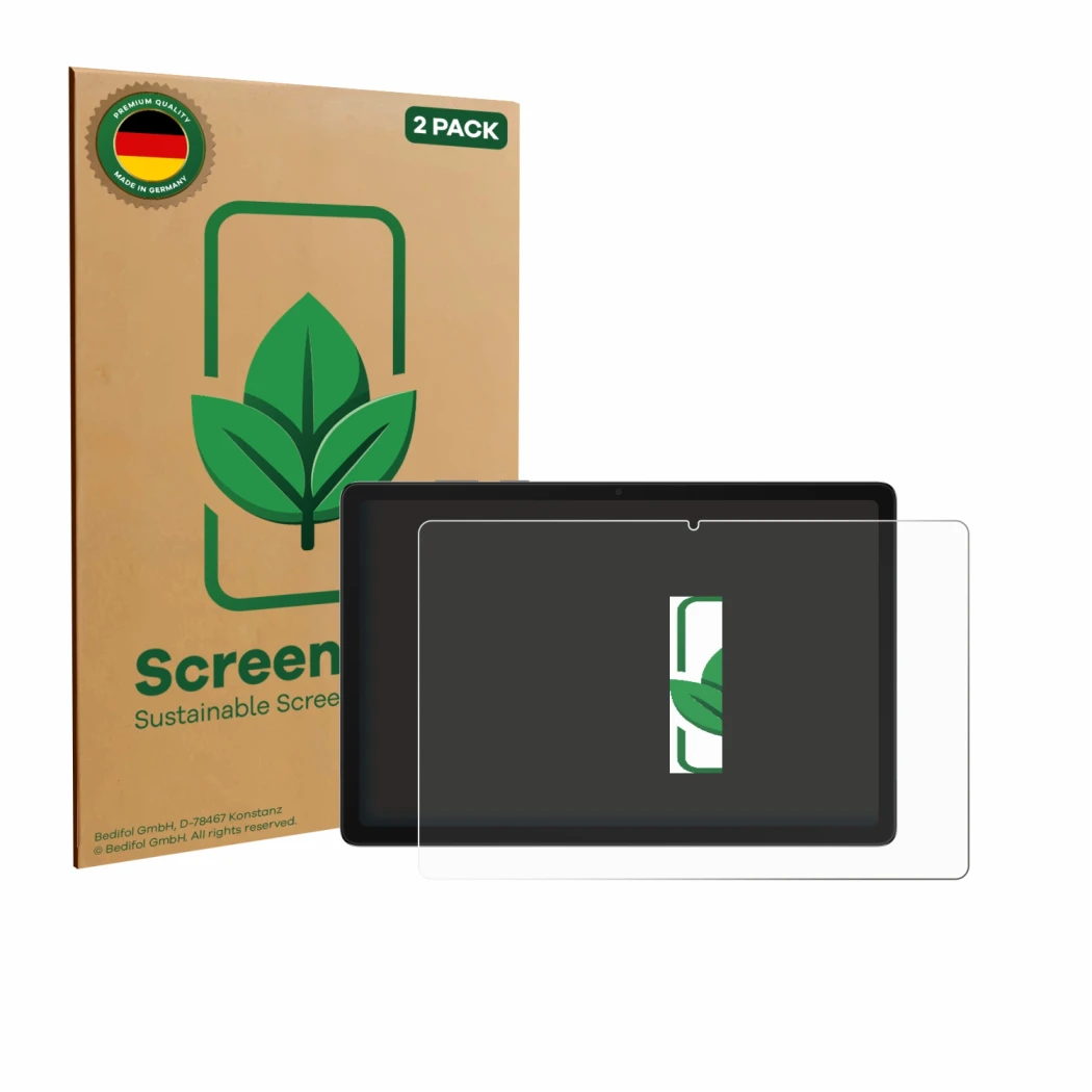 Vorderseite einer Produktverpackung mit dem Markenlogo ScreenLeaf. Daneben ist das Gerät Samsung Galaxy Tab A11 Plus 5G 11