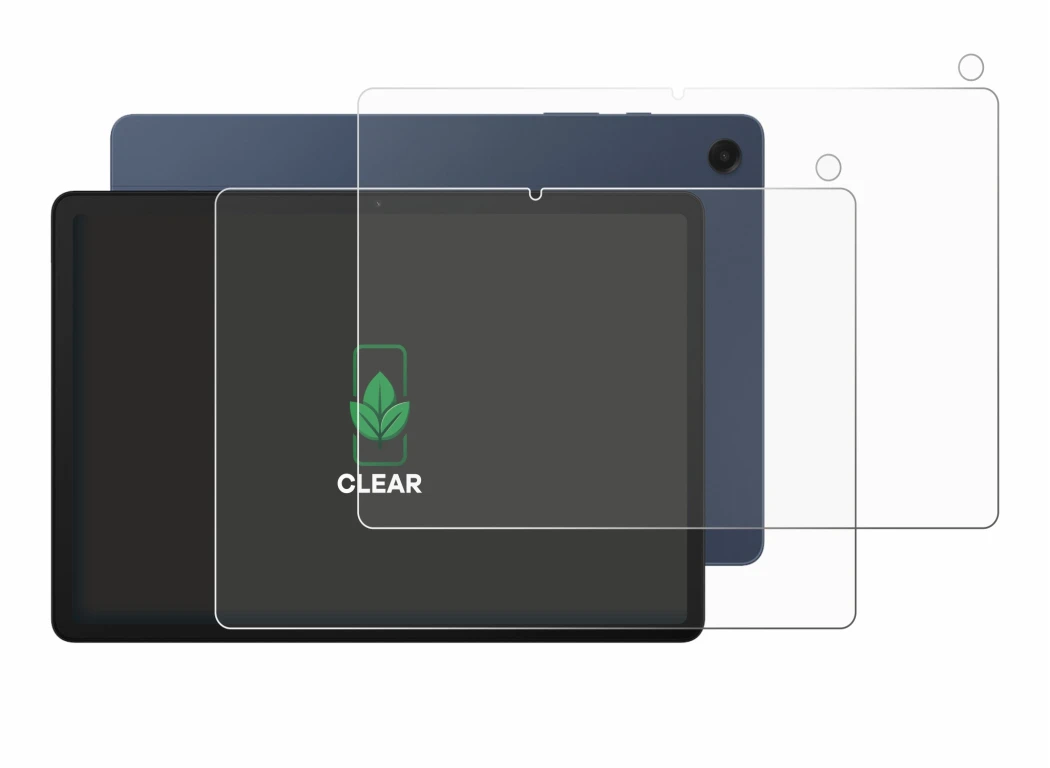 Abbildung des Geräts Samsung Galaxy Tab A9 Plus (Display+Kamera) mit einer Vielzahl des Displayschutzes.