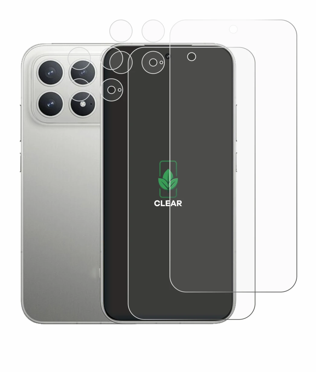 Abbildung des Geräts Xiaomi Poco F8 Pro (Display+Kamera) mit einer Vielzahl des Displayschutzes.