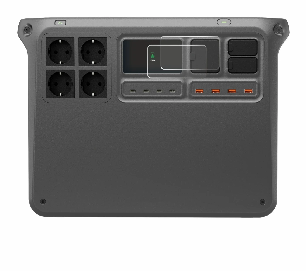 Abbildung des Geräts DJI Power 2000 mit einer Vielzahl des Displayschutzes.