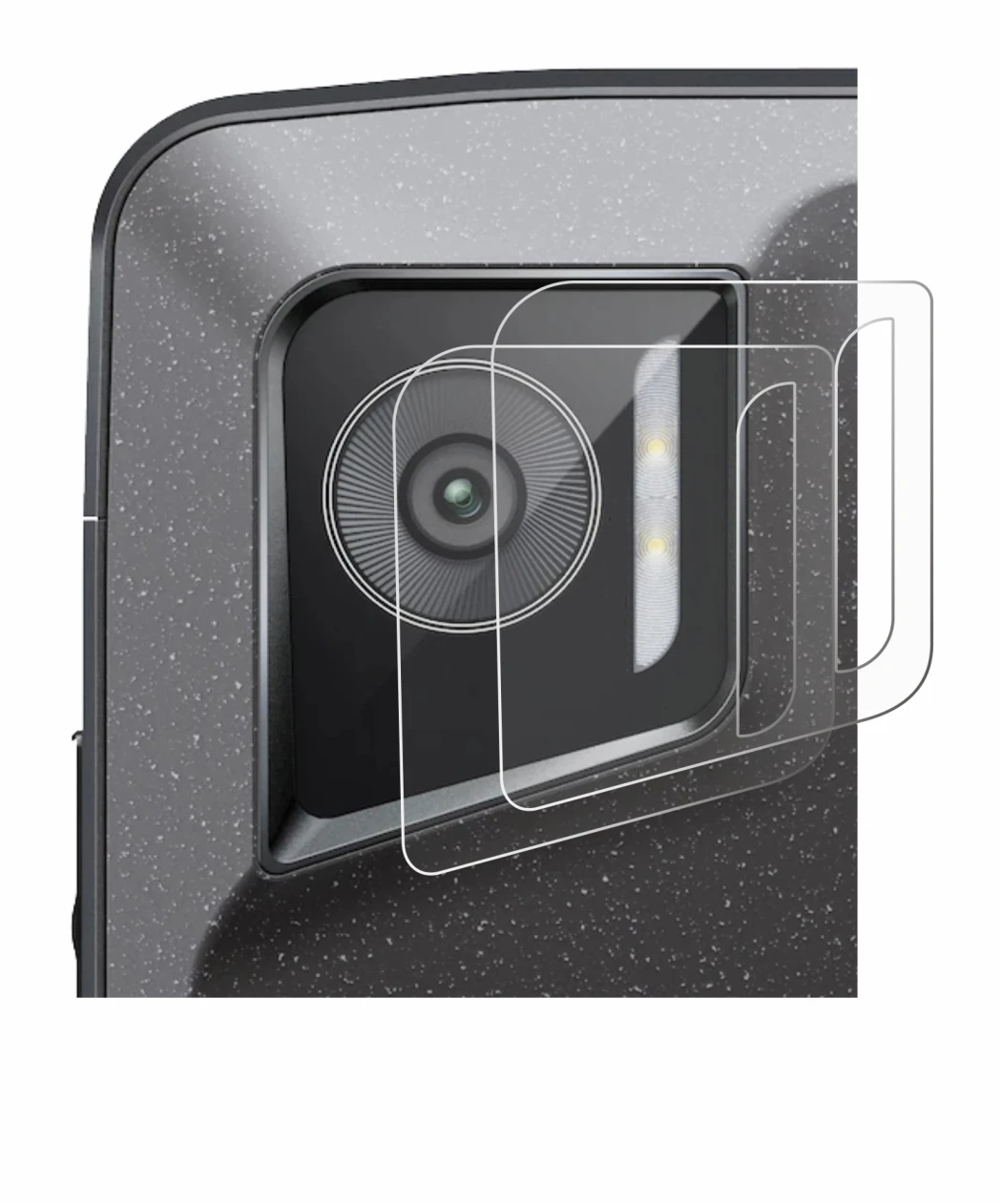 Abbildung des Geräts Crosscall Stellar M6E (NUR Kameraschutz) mit einer Vielzahl des Displayschutzes.