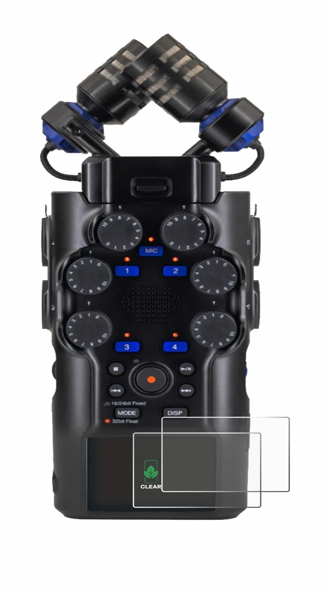 Abbildung des Geräts Zoom H6 studio mit einer Vielzahl des Displayschutzes.