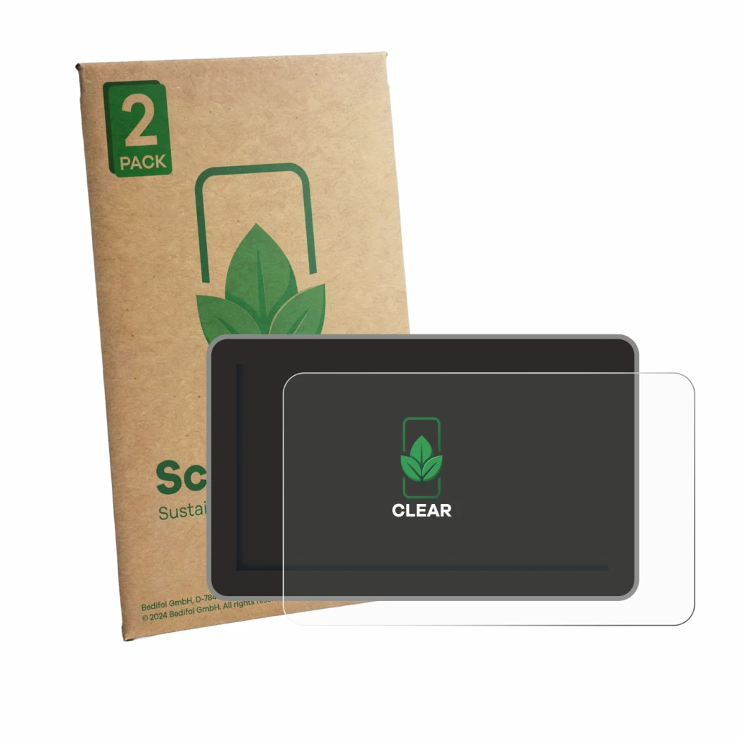 Vorderseite einer Produktverpackung mit dem Markenlogo ScreenLeaf. Daneben ist das Gerät Bambu Lab H2C mit dem zugehörigen Dis