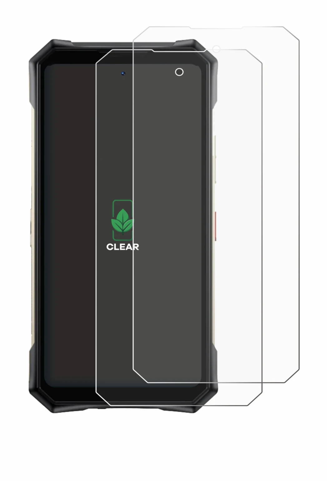 Abbildung des Geräts Doogee S300 Plus mit einer Vielzahl des Displayschutzes.