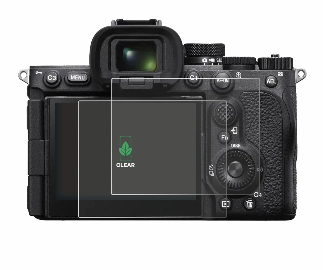 Abbildung des Geräts Sony Alpha 7R VI mit einer Vielzahl des Displayschutzes.