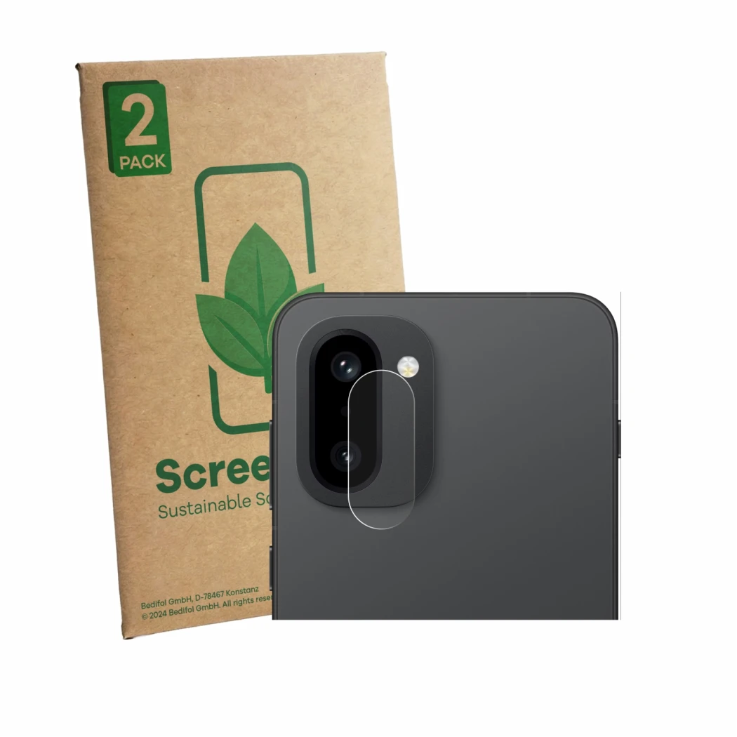 Vorderseite einer Produktverpackung mit dem Markenlogo ScreenLeaf. Daneben ist das Gerät OnePlus 15R (NUR Kameraschutz) mit de