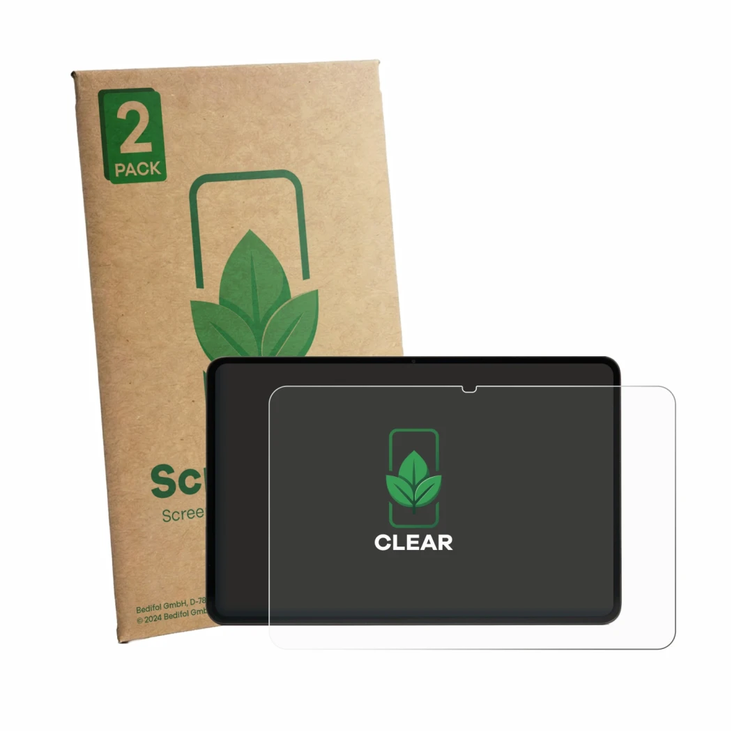Vorderseite einer Produktverpackung mit dem Markenlogo ScreenLeaf. Daneben ist das Gerät RedMagic Gaming Tablet 5 Pro mit dem 