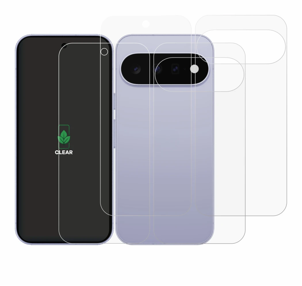 Abbildung des Geräts Google Pixel 11 (Display+Rückseite) mit einer Vielzahl des Displayschutzes.
