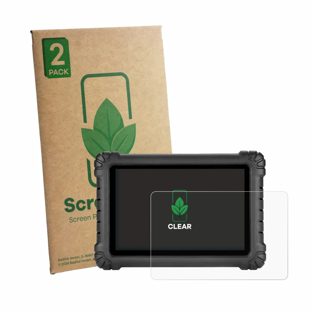 Vorderseite einer Produktverpackung mit dem Markenlogo ScreenLeaf. Daneben ist das Gerät Autel MaxiSYS MS906 MAX mit dem zugeh