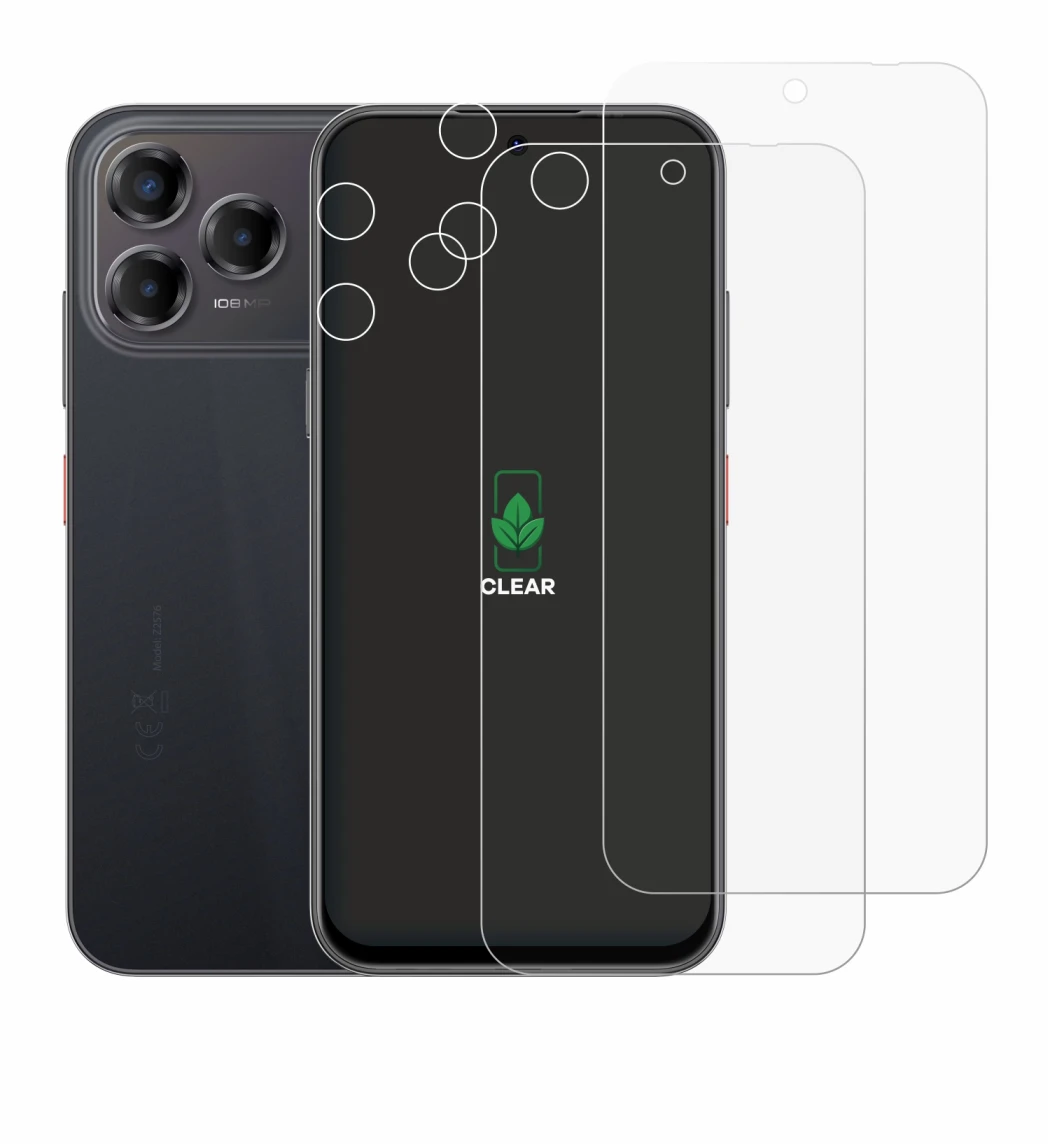 Abbildung des Geräts ZTE Blade V80 Pro (Display+Kamera) mit einer Vielzahl des Displayschutzes.