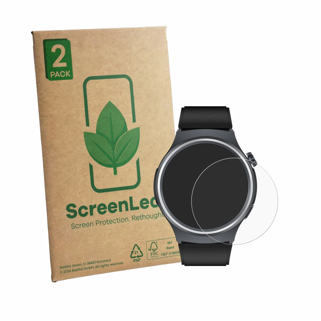 Vorderseite einer Produktverpackung mit dem Markenlogo ScreenLeaf. Daneben ist das Gerät Black Shark A3 mit dem zugehörigen Di
